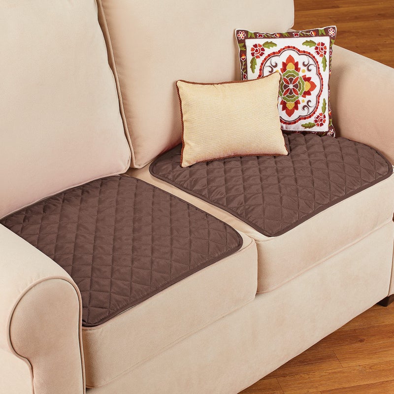 Collections Etc Quilted Waterproof Seat Protector - Set of 2 - Machine Washable, Use for Indoor or Outdoor Seating, Chocolate - Image 2